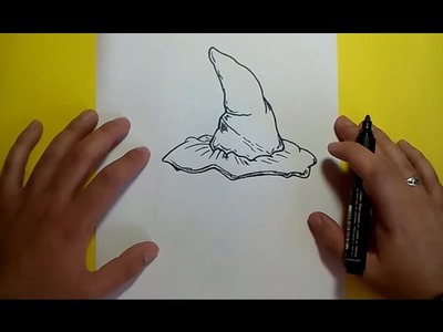 Como dibujar un sombrero de bruja paso a paso | How to draw a witch hat