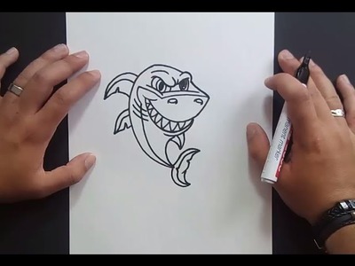 Como dibujar un tiburon paso a paso 9 | How to draw a shark 9