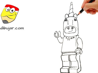 Cómo dibujar un unicornio lego fácil paso a paso
