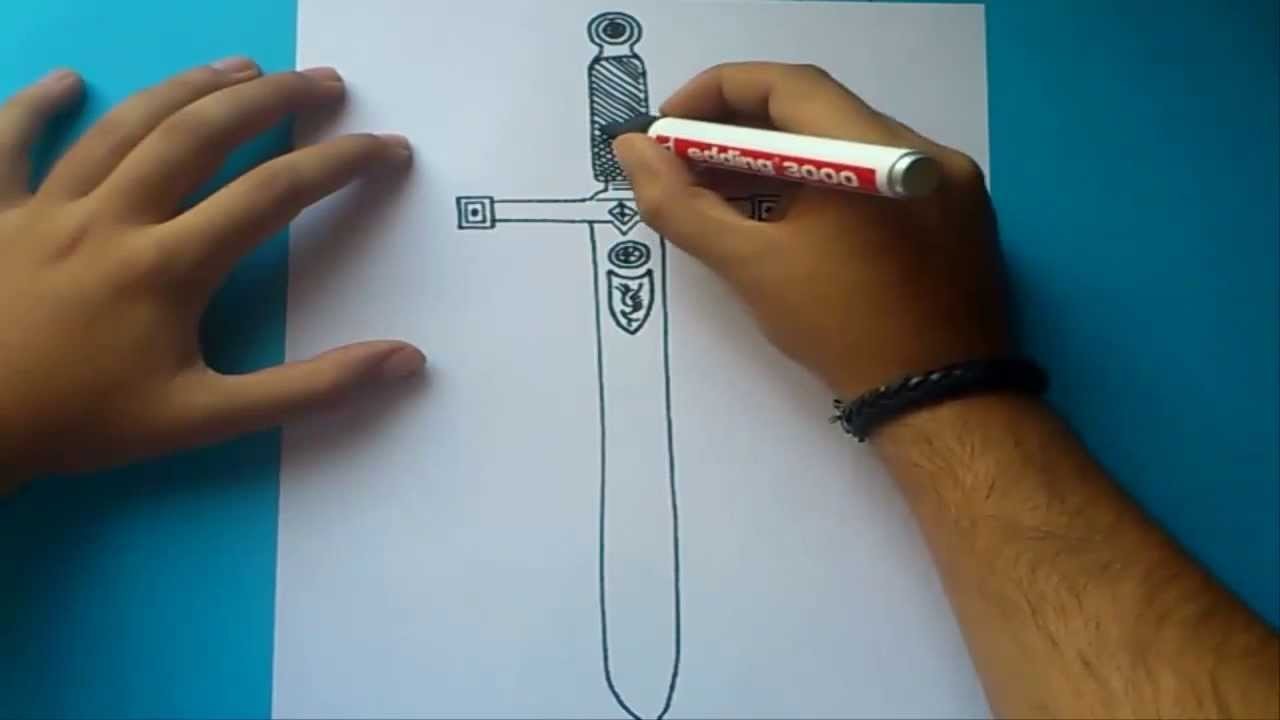Como dibujar una espada paso a paso 2 | How to draw a sword 2