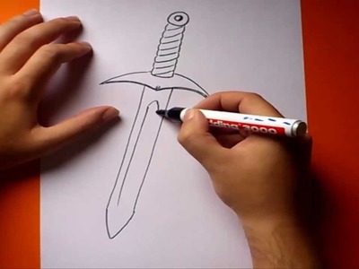 Como dibujar una espada paso a paso | How to draw a sword