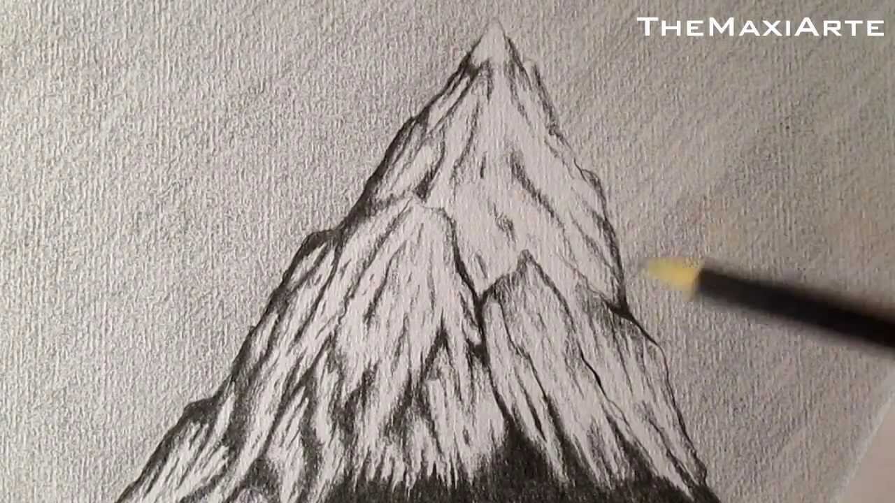 Cómo dibujar una montaña con nieve a lápiz, paisajes HD