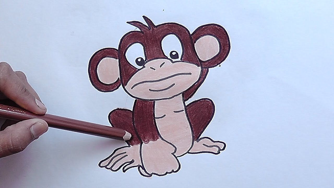 Como dibujar y pintar a Mono Bebé - How to draw and paint Monkey Baby