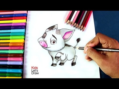 Cómo dibujar y pintar a PUA (Moana) | How To Draw Pua Pig from Disney's Moana