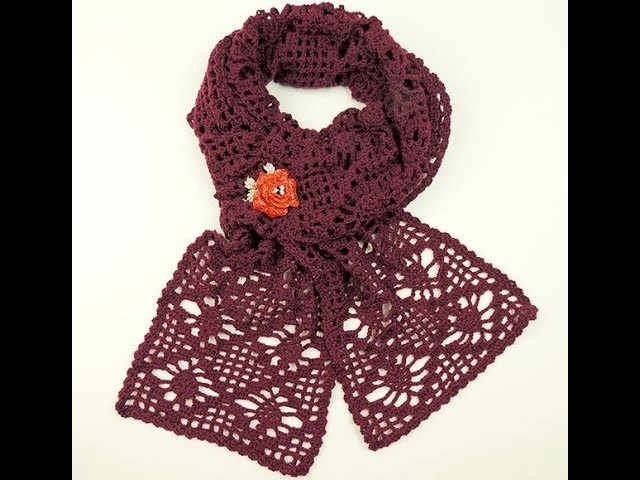 Crochet: Bufanda delgada con Piñas