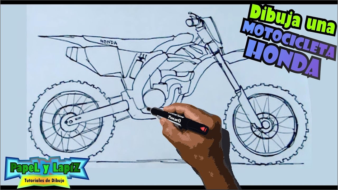 Dibuja motocicletas paso a paso 5.7 - Una motocross Honda 250