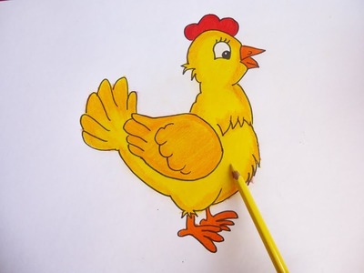 Dibujando y coloreando a gallina - Drawing and coloring a hen