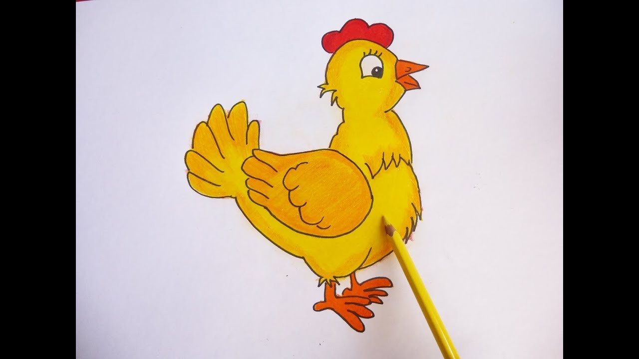 Dibujando y coloreando a gallina - Drawing and coloring a hen