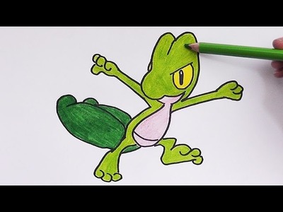 Dibujando y coloreando a Treecko (Pokemon) - Drawing and coloring Treecko