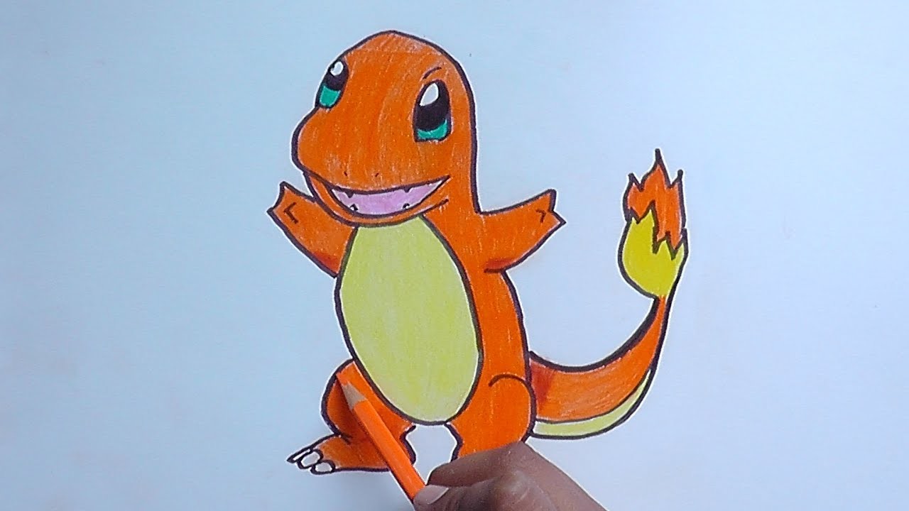 Dibujando y pintando a Charmander (Pokemon) - Drawing and painting to Charmander