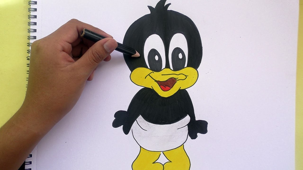 Dibujando y pintando a Pato Lucas (Looney Tunes)-  Drawing and painting to Daffy ( Looney Tunes )