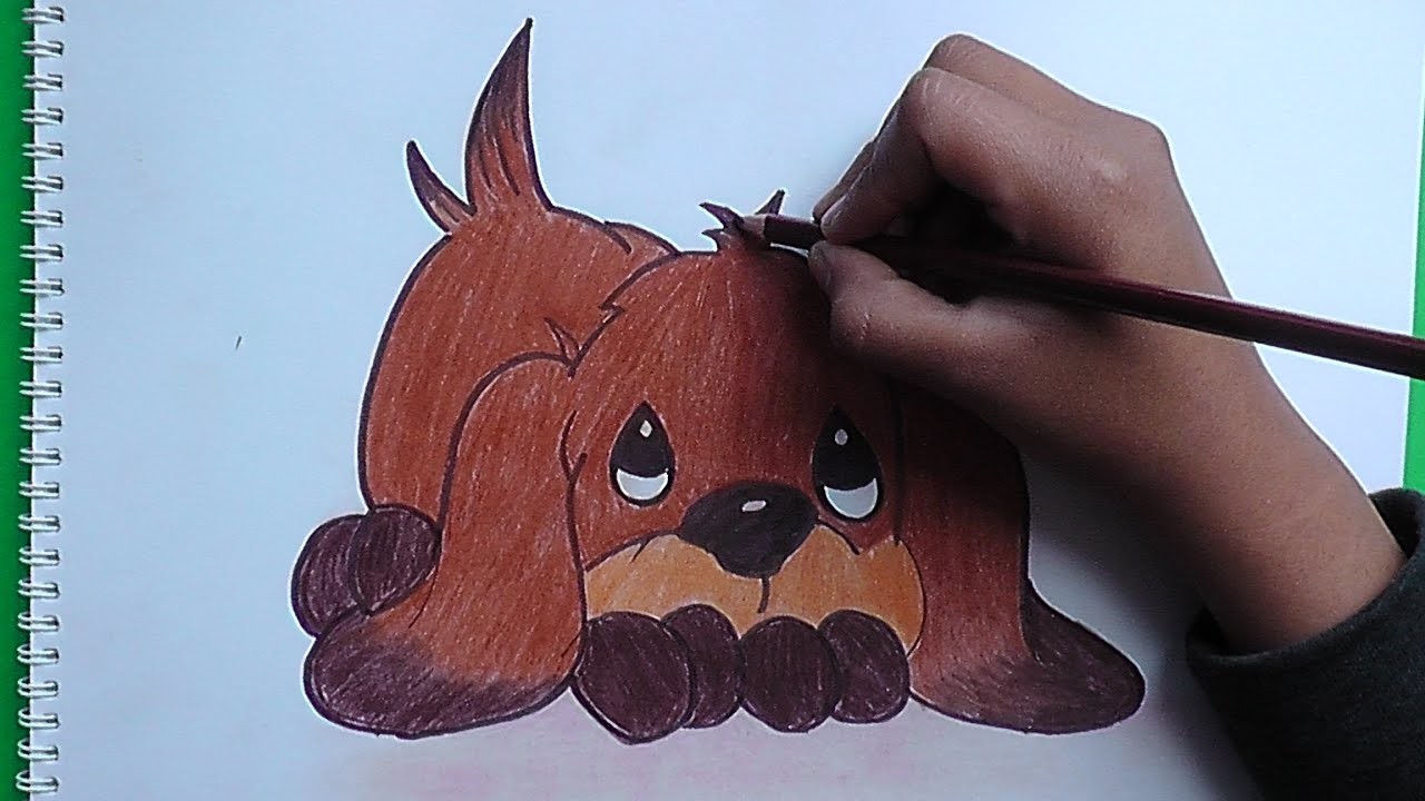 Dibujando y pintando lindo cachorro - Drawing and painting cute puppy