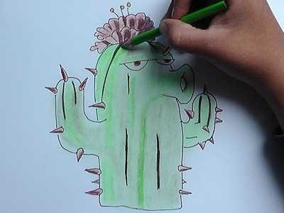 Dibujar y pintar a Cactus (Plantas Zombies) - Draw and paint Cactus