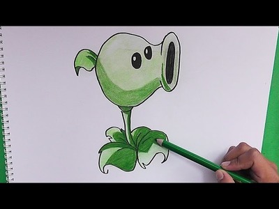 Dibujar y pintar a Lanzaguisantes (Plantas vs Zombies) - Draw and paint Peashooter