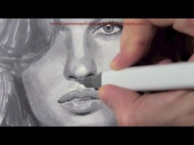 Dibujo con rotuladores de un rostro femenino - Dibujos para Pintar