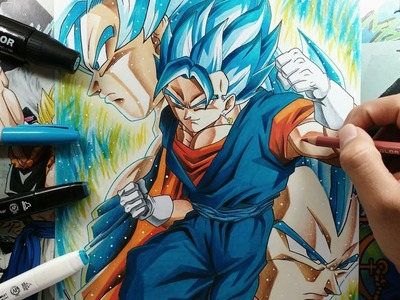 Dibujo de Goku, Vegetto y Vegeta-Drawing Goku, Vegetto and Vegeta-Saga Black | By Steven Builes