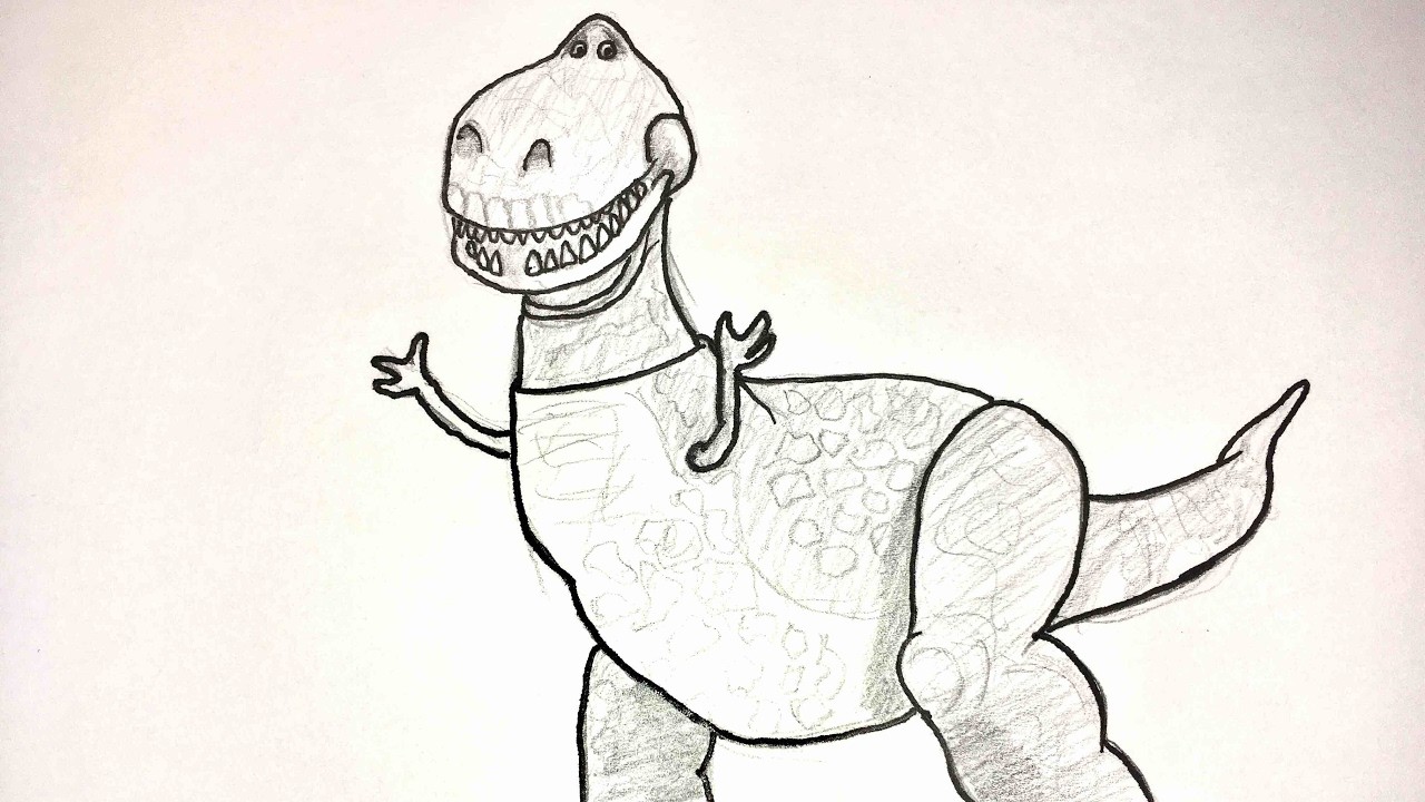 Dinosaurios: Cómo dibujar un dinosaurio fácil paso a paso. Rex de Toy Story