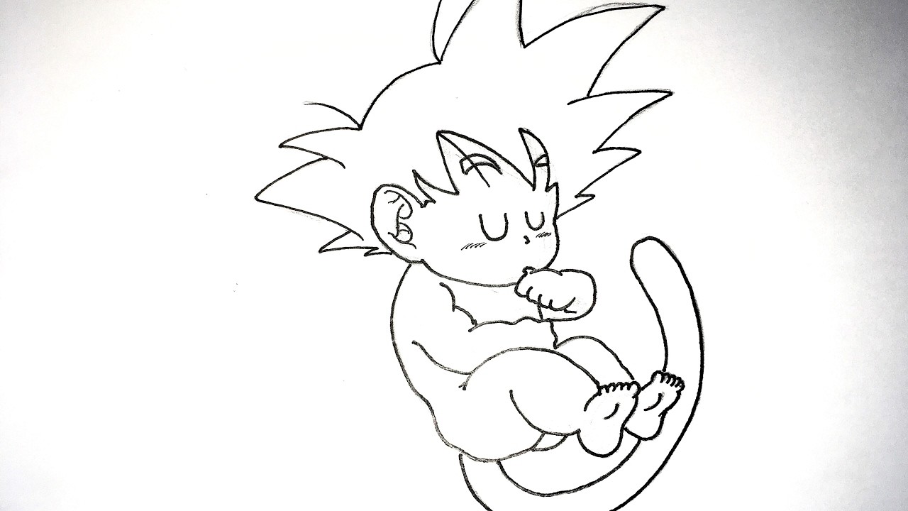 Dragon Ball: Cómo dibujar a Goku bebé a lápiz paso a paso - Fácil