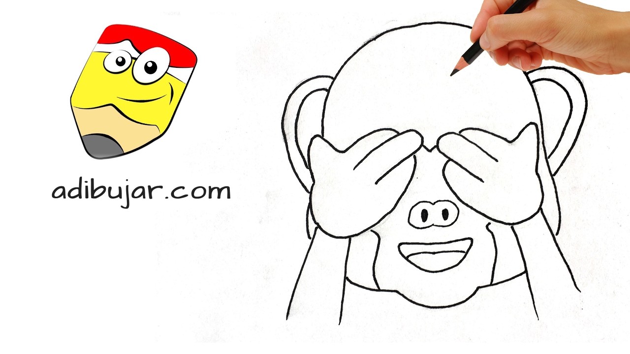 Emoticones Whatsapp: Cómo dibujar el emoji mono a lápiz paso a paso - Fácil para niños