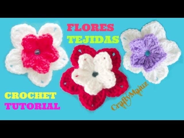 ♥TUTORIAL CROCHET | FLOR TEJIDA DOBLE PETALO PASO A PASO  | como hacer una flor a crochet