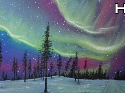 Cómo Dibujar y Pintar la Aurora Boreal al Pastel Paso a Paso - Northern Lights - Paisaje Tutorial