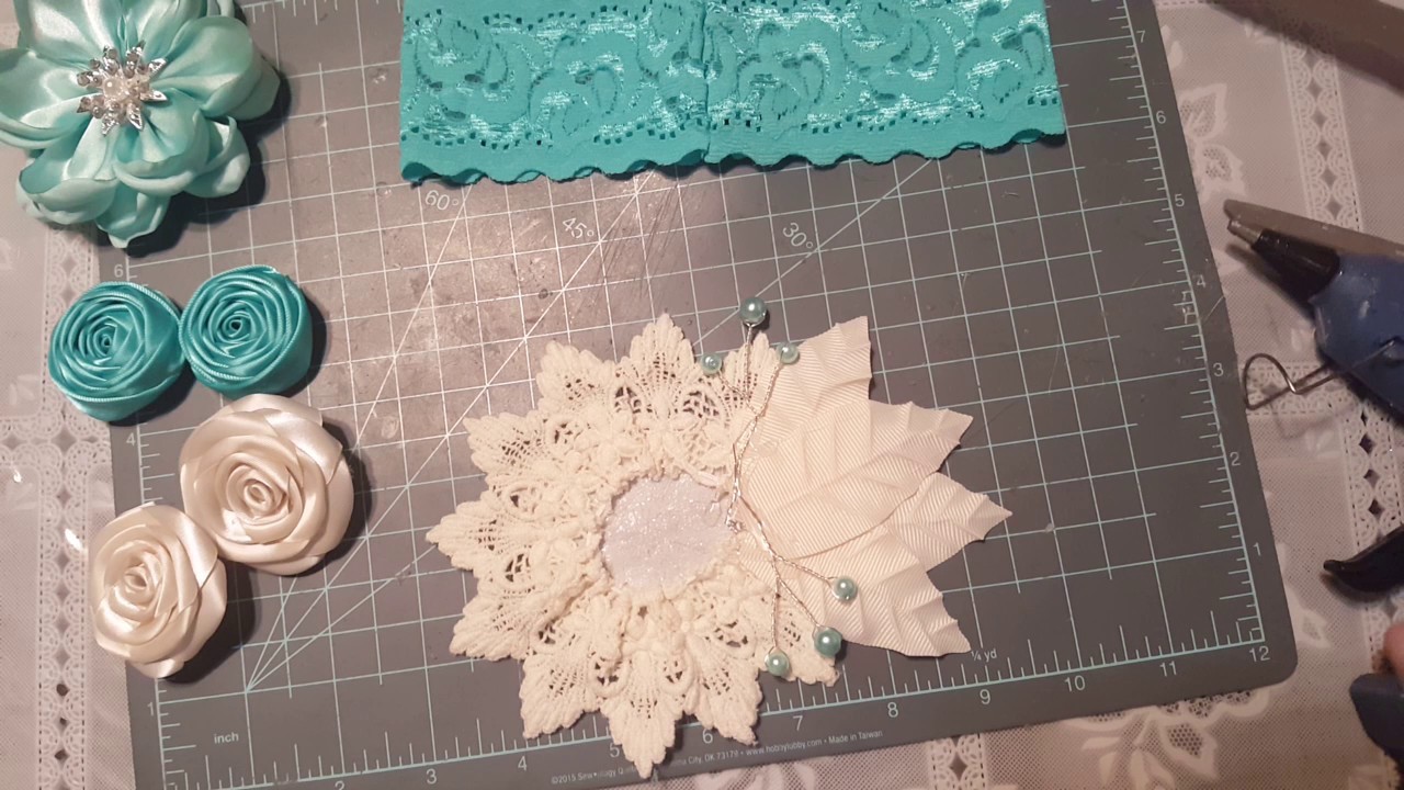 Diadema color aqua y ivory diadema elástica