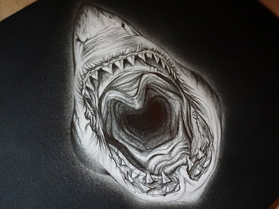 Dibujo Realista de un Tiburón Blanco a lápiz - Dibujando Mandíbulas
