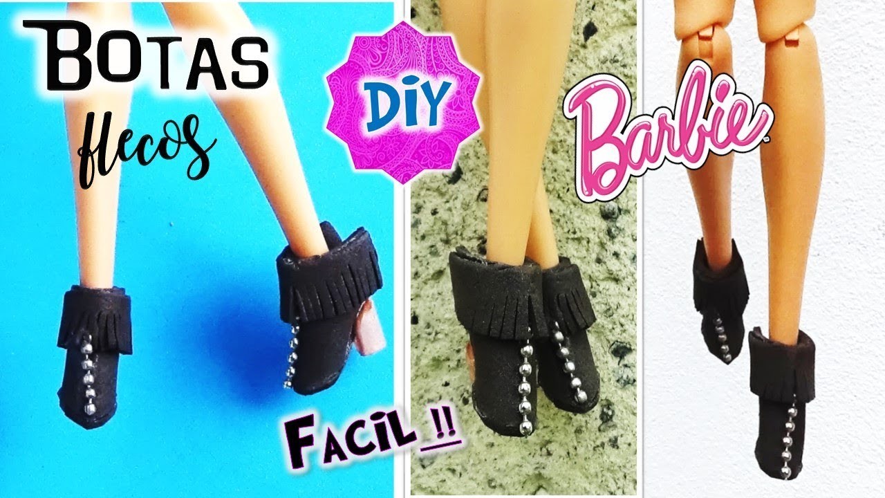 DIY ✄ Como hacer BOTAS para TUS MUÑECAS Barbie, Monster High,  Muy FACIL! MANUALIDADES para MUÑECAS