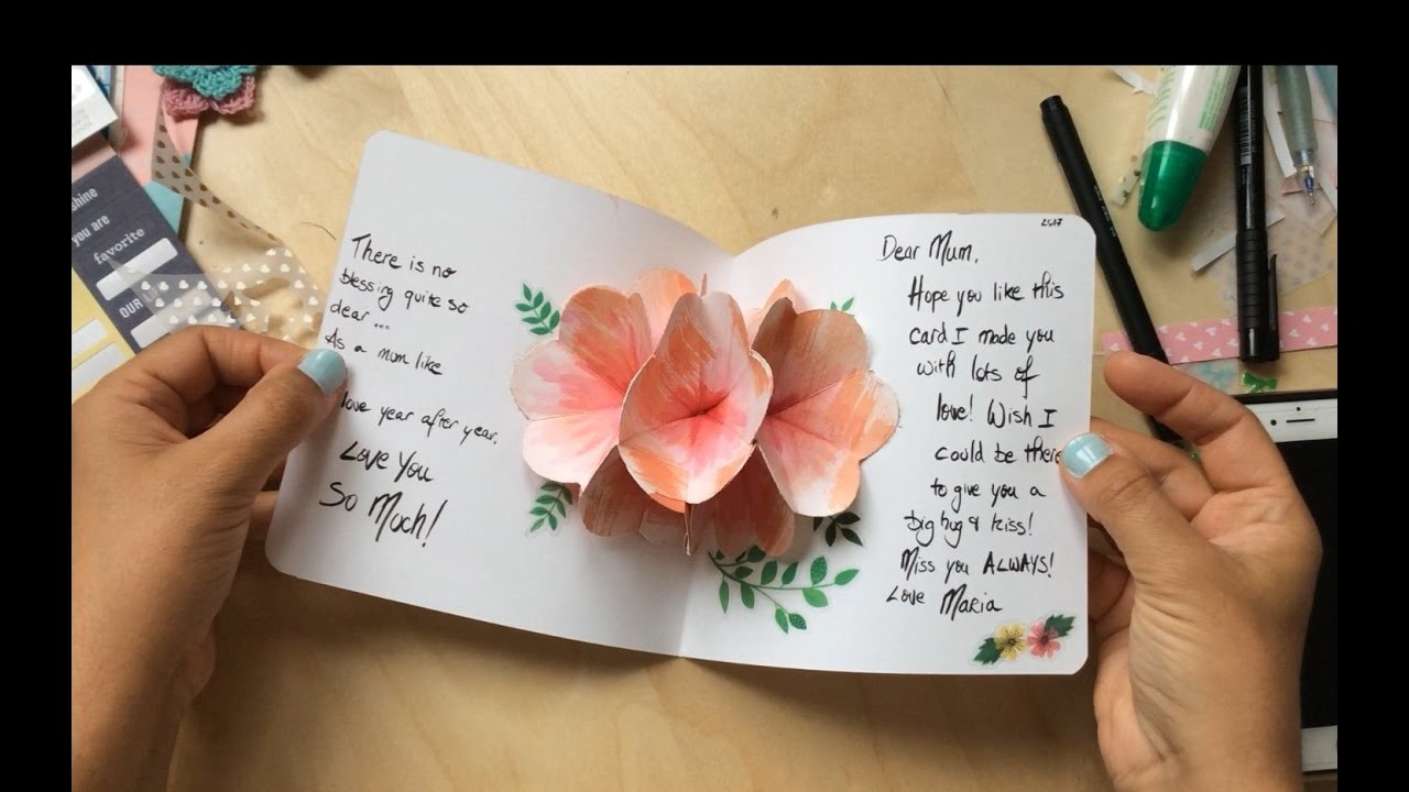 Tutorial tarjeta explosión de flores - Día de la madre