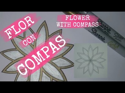 Como dibujar una flor con compas.Flower with compass. English subtitles