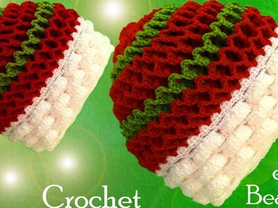 Gorro a Crochet en puntos 3D Marshmallow y panal o nido de abeja tejido tallerm