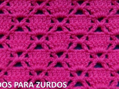 Punto a crochet PARA ZURDOS CUADRADITOS RELLENOS para blusas