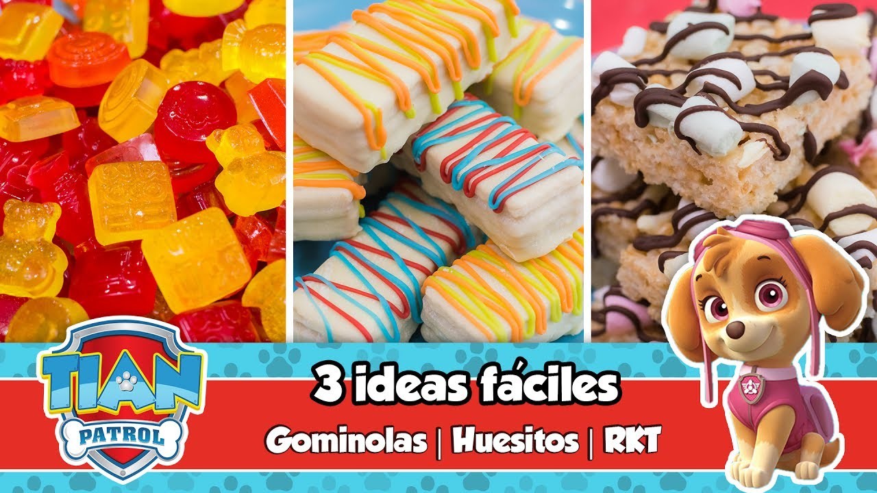 3 IDEAS FÁCILES | Gominolas, Huesitos y Barritas de cereal | Mesa dulce de Tián | PAW PATROL