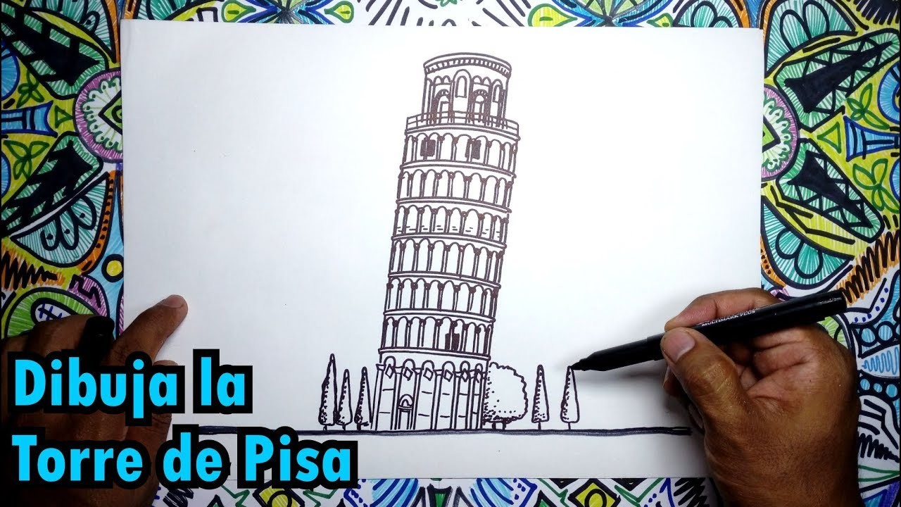 Aprende a dibujar la torre de Pisa en Italia - Pasos fáciles
