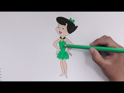 Como dibujar y pintar a Betty (Los Picapiedras) - How to draw and paint Betty
