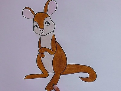 Como dibujar y pintar a Canguro Bebé - How to draw and paint Kangaroo Baby