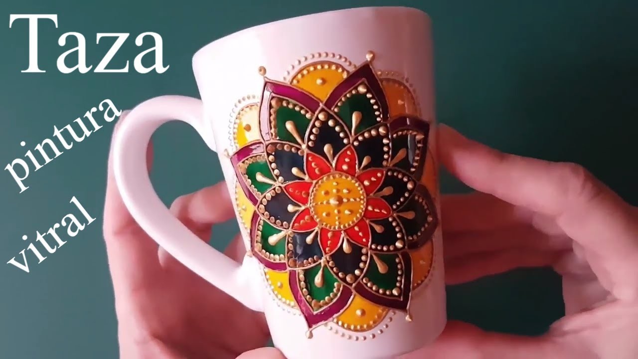Como pintar tazas de cerámica - Mandala con pintura vitral