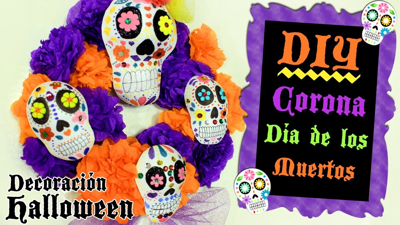 Corona de Día de Muertos, Decoración para Halloween por ℳarlene ℭampos