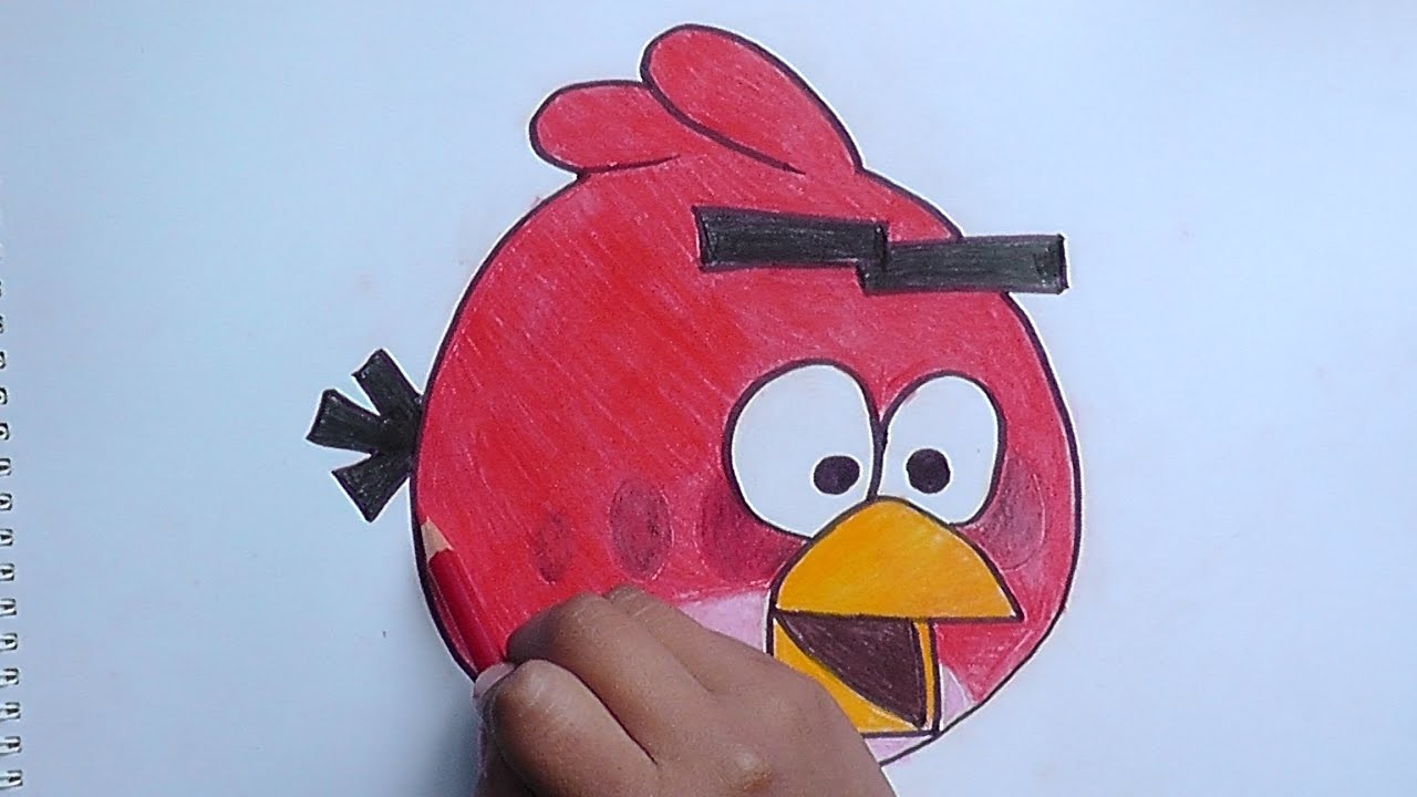 Dibujo Pajaro Rojo (Angry Birds) - Drawing Red Bird