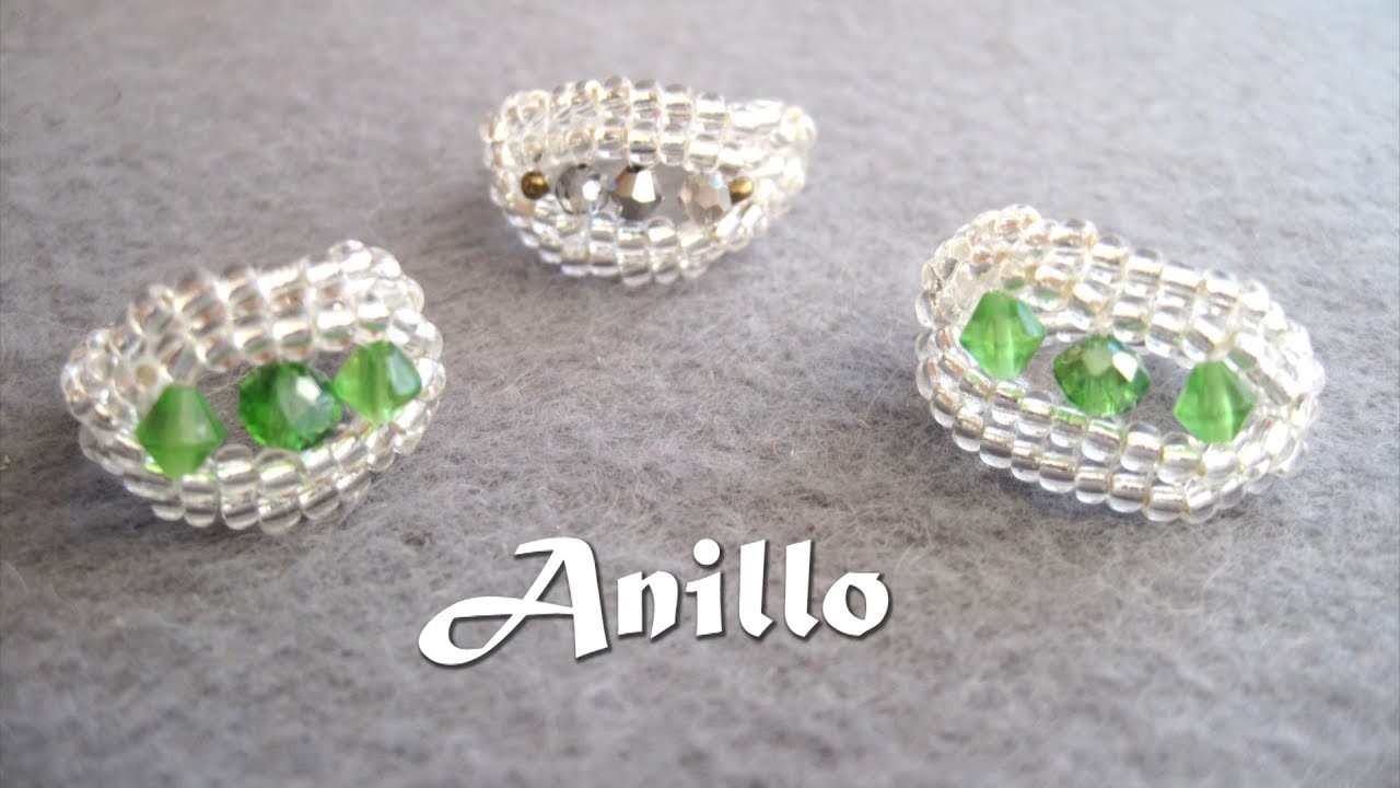 DIY - Anillo de mostacillas y cristalitos.    DIY - Ring of beads and crystallites.