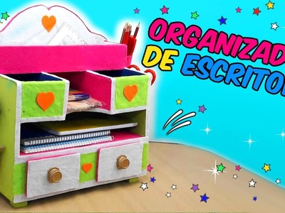 MANUALIDADES PARA EL REGRESO A CLASES ORGANIZADOR DE ESCRITORIO HECHO CON CARTÓN DIY