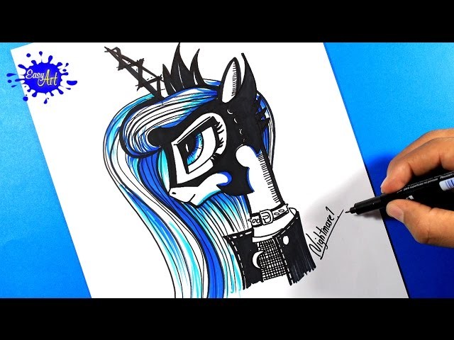 My Little Pony. Como dibujar a Princesa Luna. How to draw Princess luna