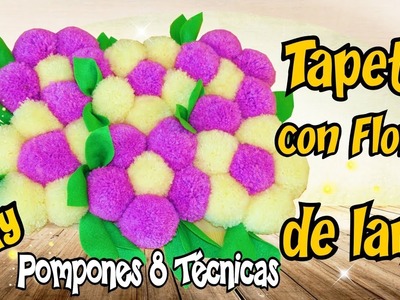Pompones de lana 8 tecnicas + Alfombra de flores con pompones Tutorial DIY