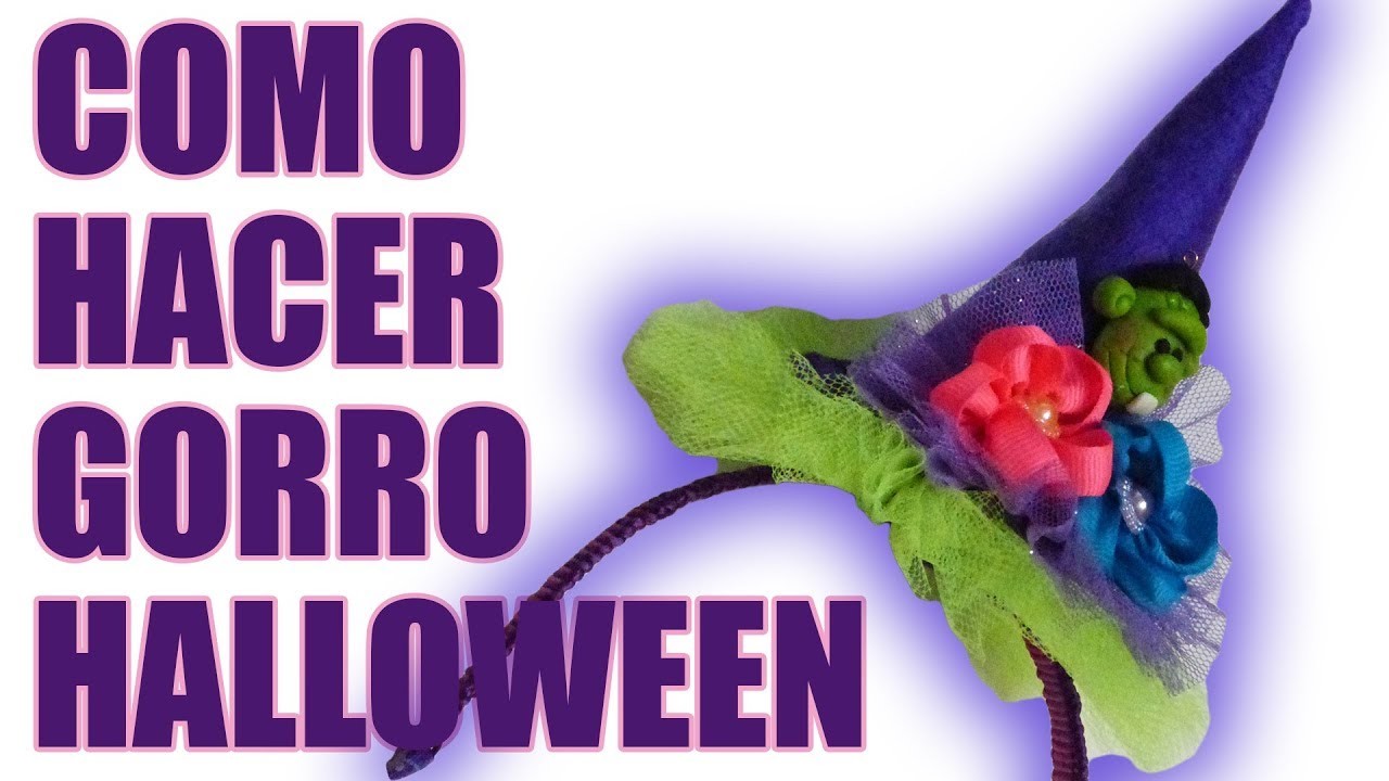 Sombrero de Fieltro  y tul para Disfraz, hallowen hat