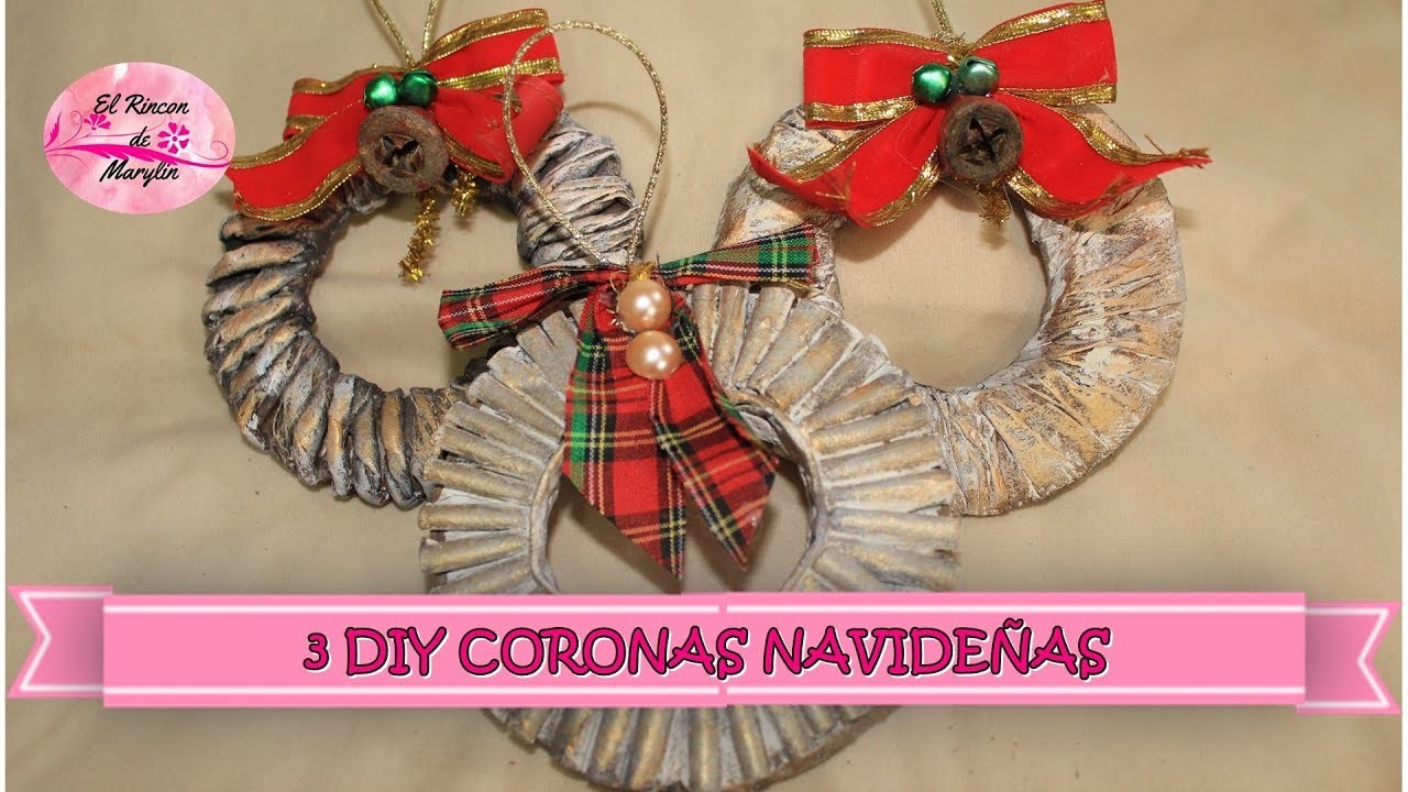 3 DIY CORONAS NAVIDEÑAS CON CARTON Y PAPEL red