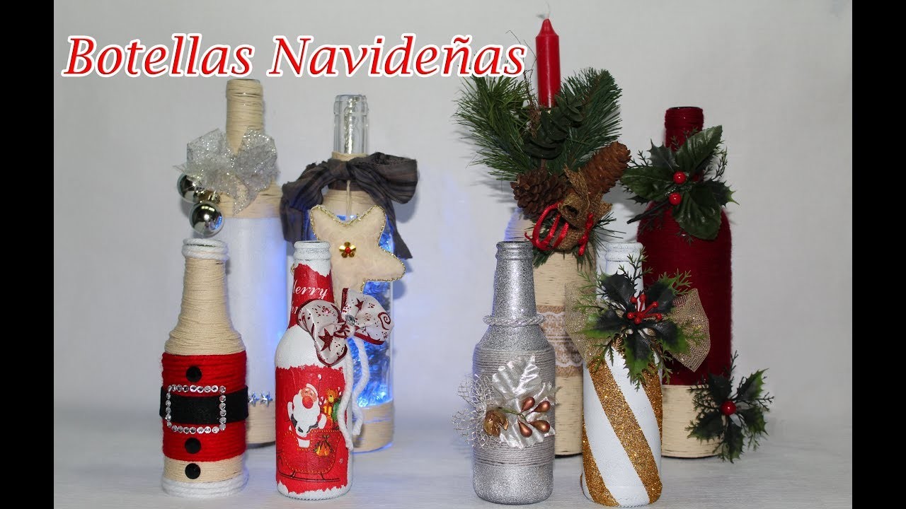 8 Botellas Decoradas Navideñas