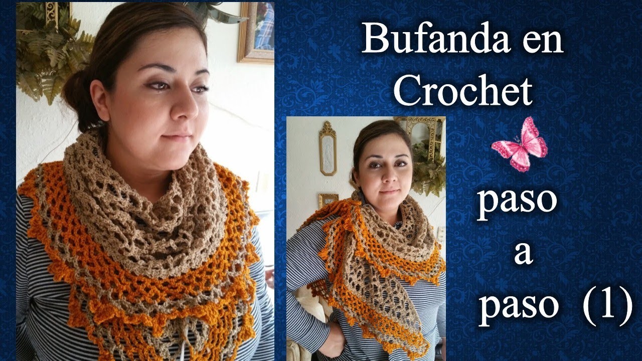 BUFANDA CUELLO Y CHALINA 3 en 1 en crochet PASO  A PASO 1 de 2