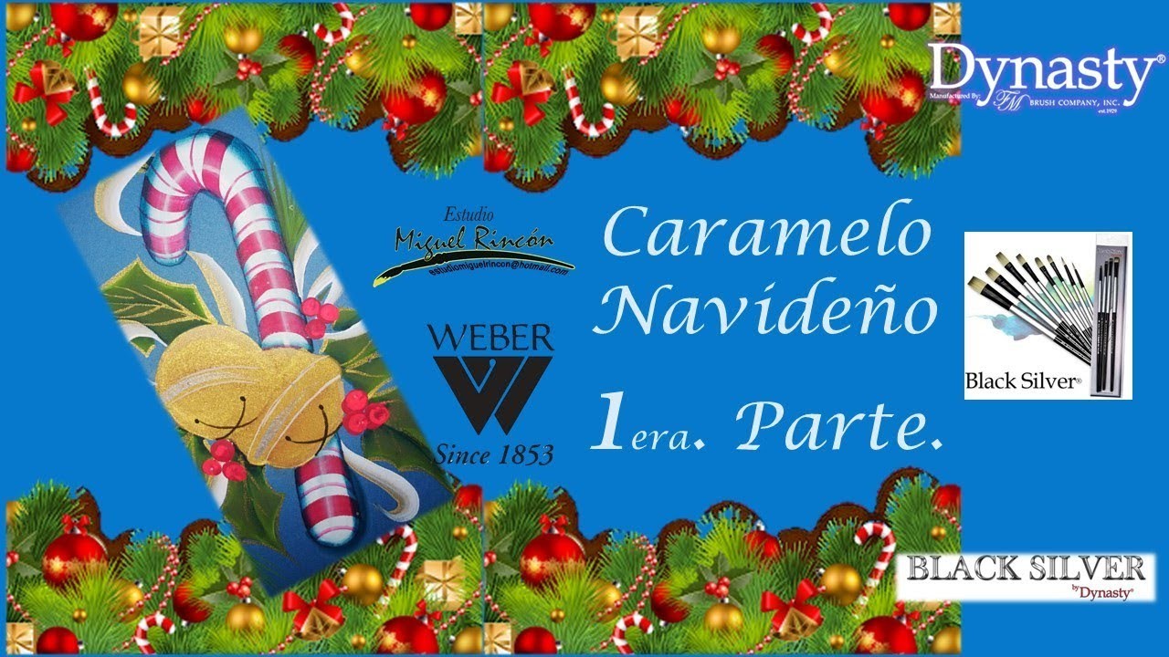 Caramelo Navideño ( Christmas Candy) en pintura con Miguel Rincón.