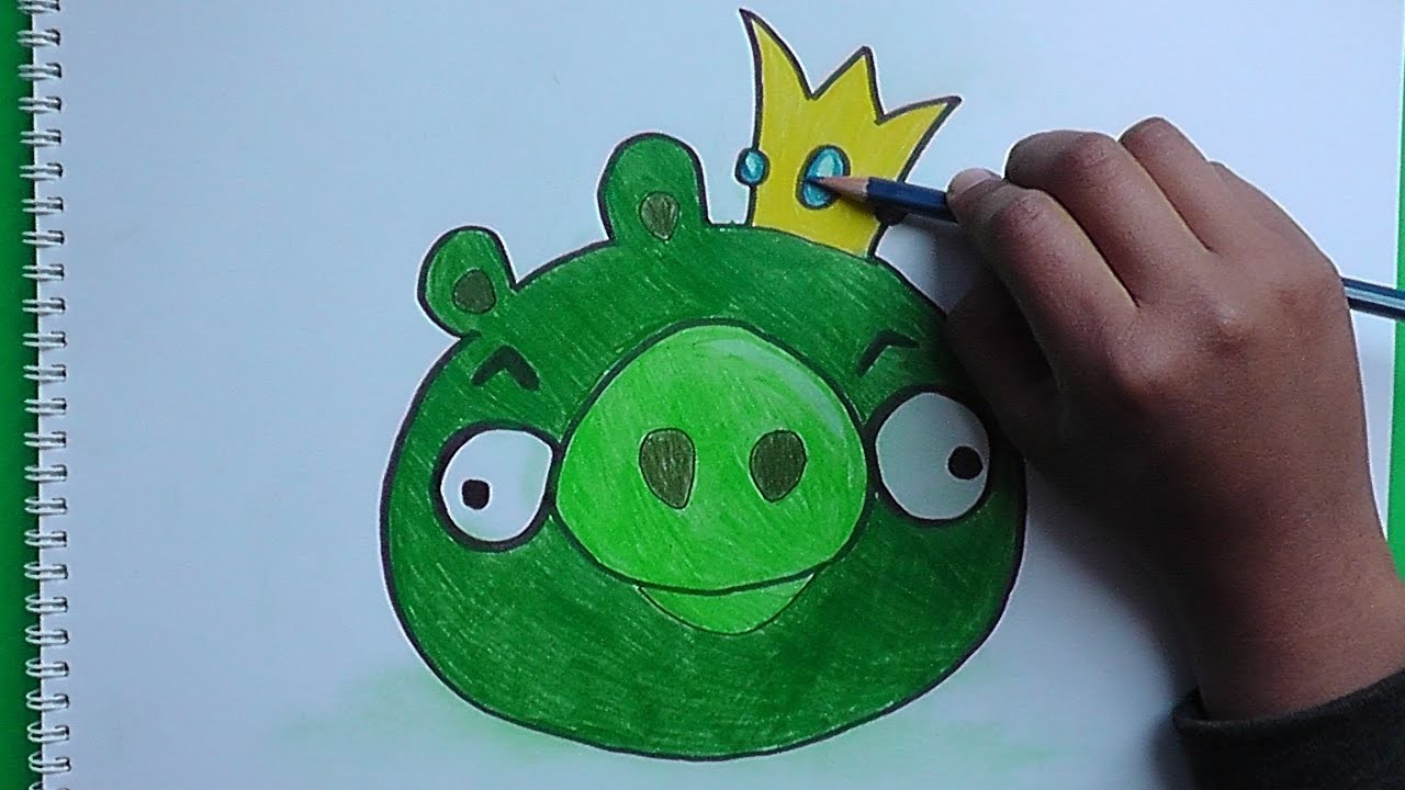 Como dibujar y pintar a Rey Cerdo ( Angry Birds) - How to draw and paint at King Pig