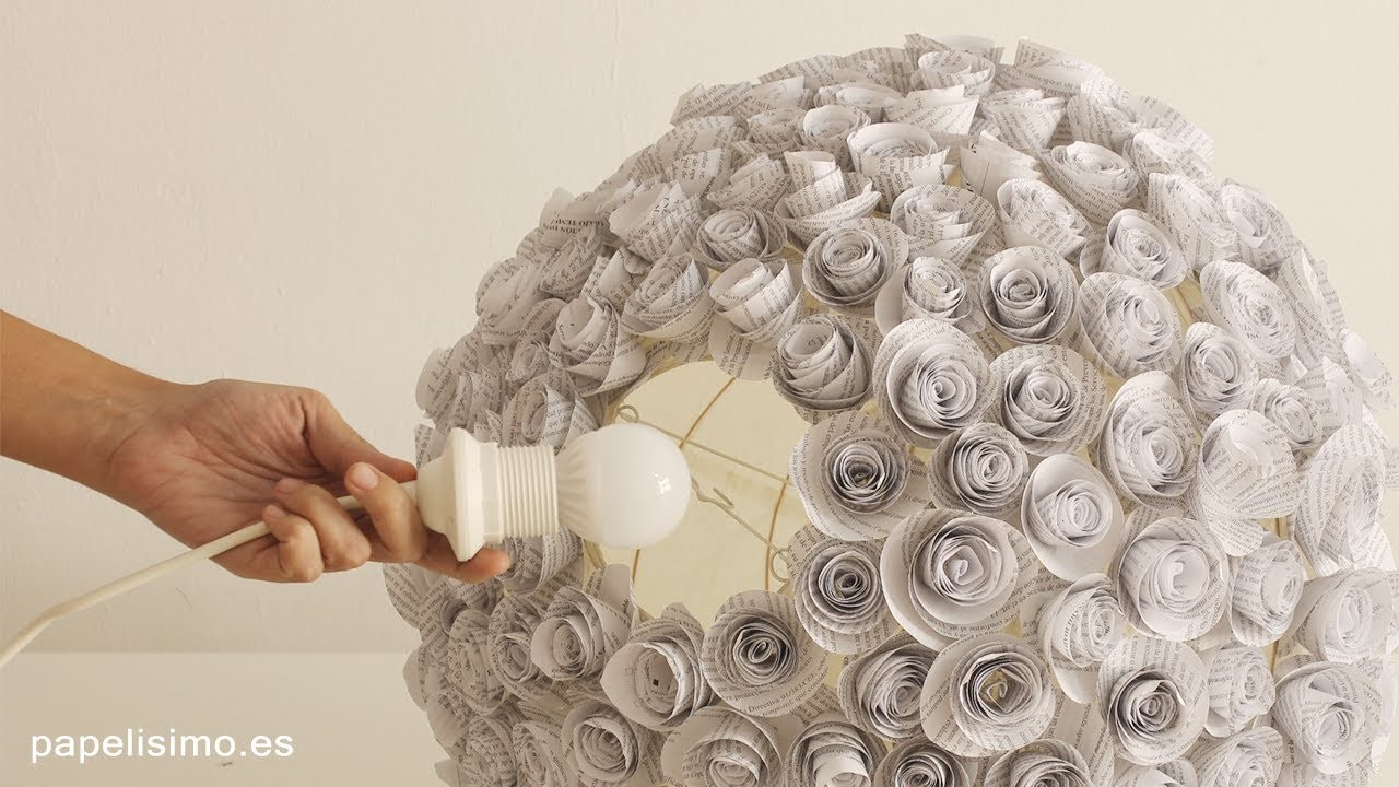 Cómo hacer lámpara de flores de papel recicladas